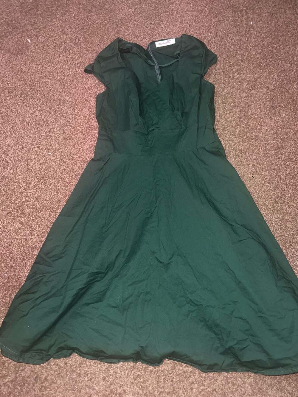 Bbonlinedress 1950s Retro Vintage Rockabilly Swing A-Line Dress Forest Green